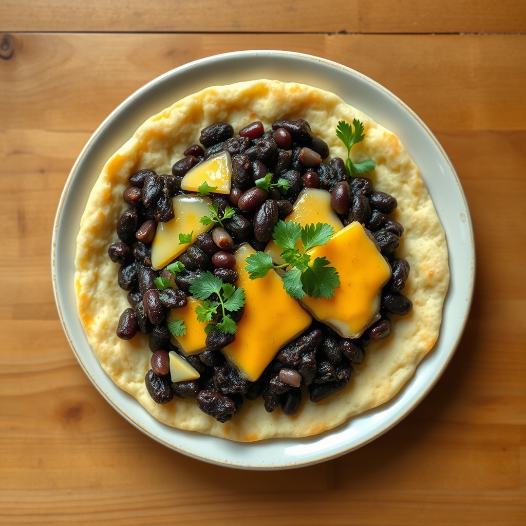 Arepas au fromage et haricots noirs