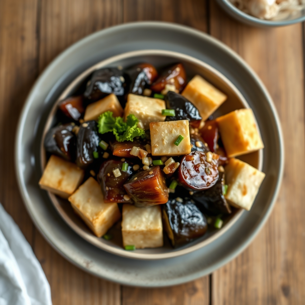 Aubergines et tofu à l'ail