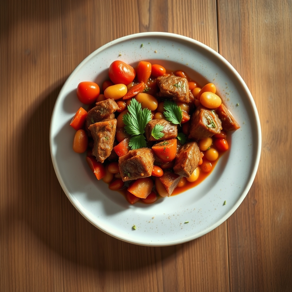 Bœuf aux haricots et tomates