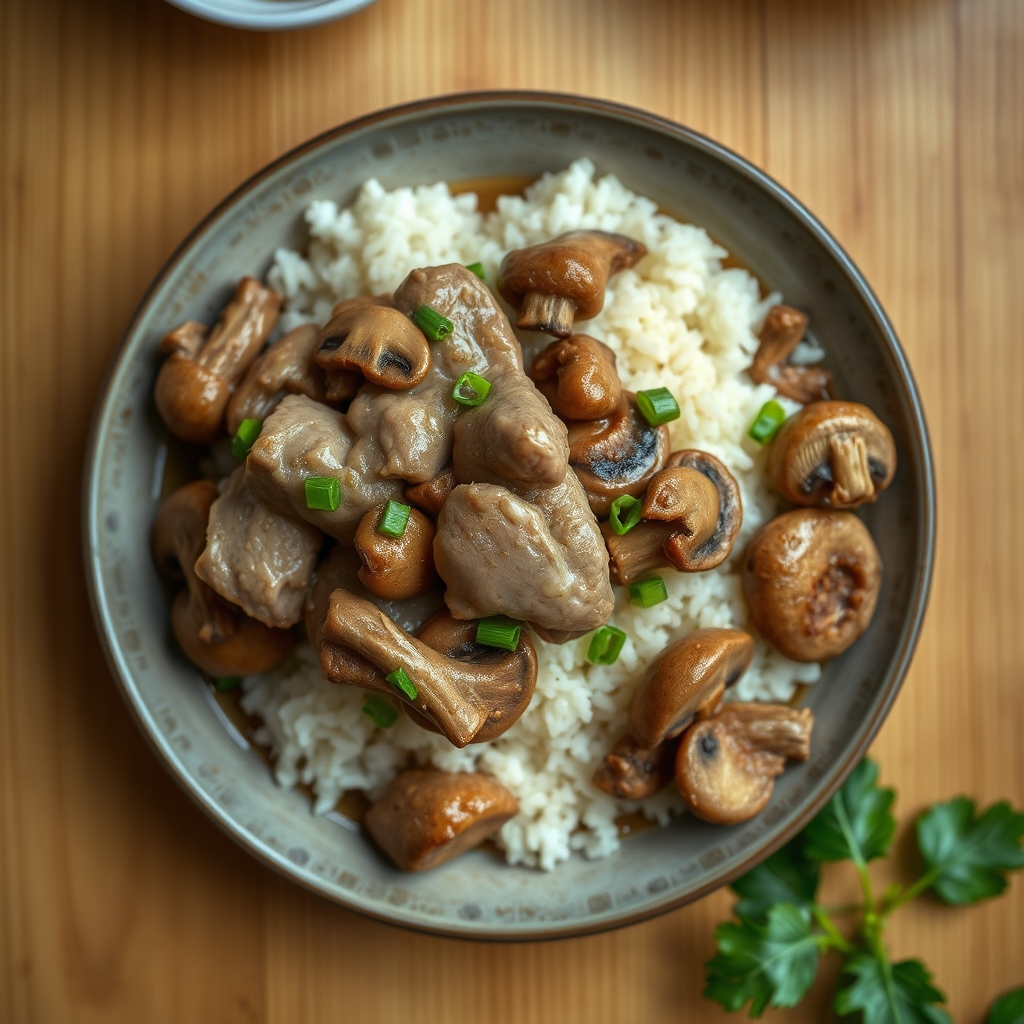 Bánh cuốn au porc et champignons