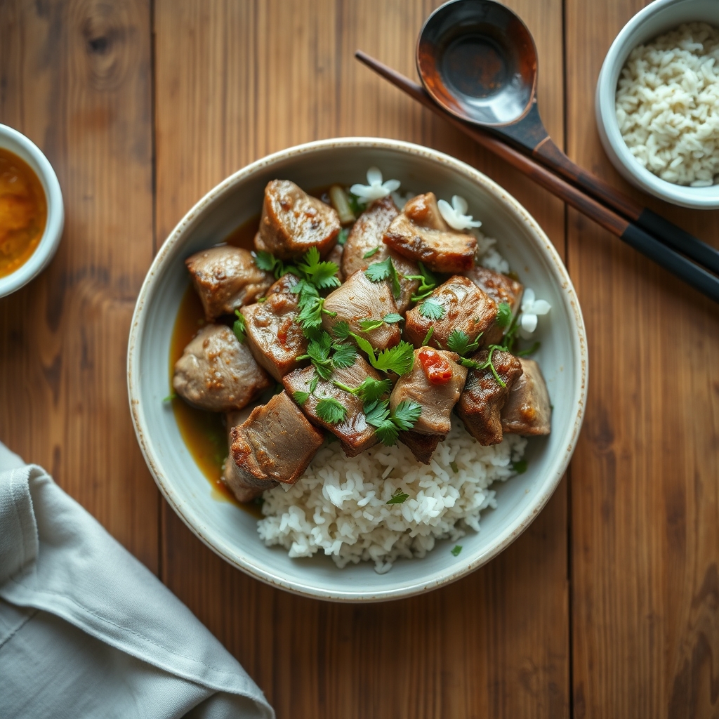 Bánh ướt au porc et herbes