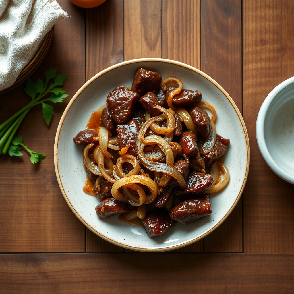 Boeuf caramélisé aux oignons