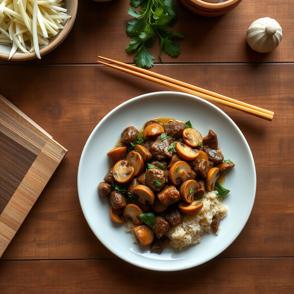 Boeuf sauté aux champignons
