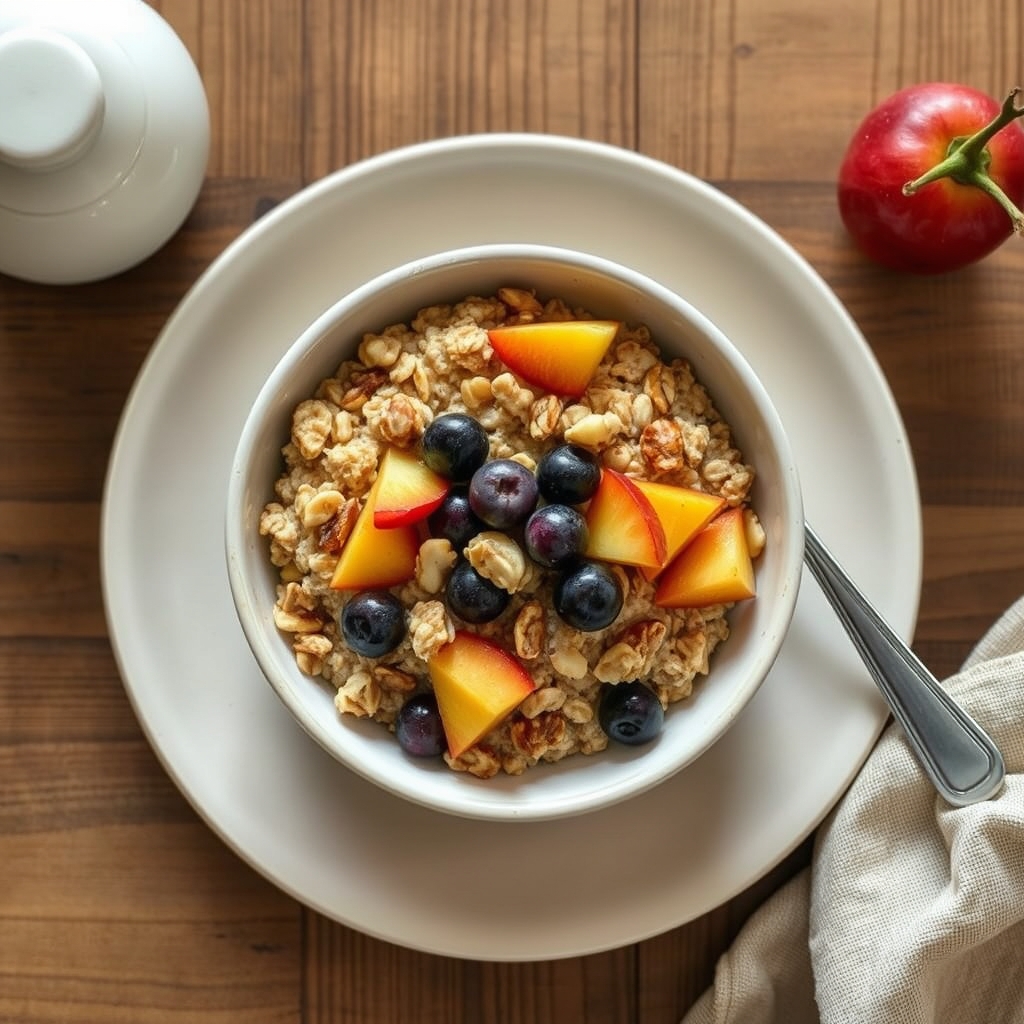 Bol de gruau aux fruits et noix