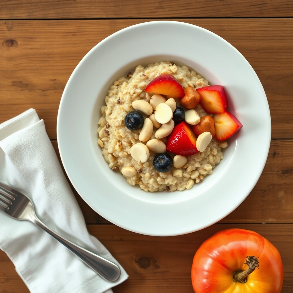 Bol de gruau aux fruits et noix de macadamia portugais