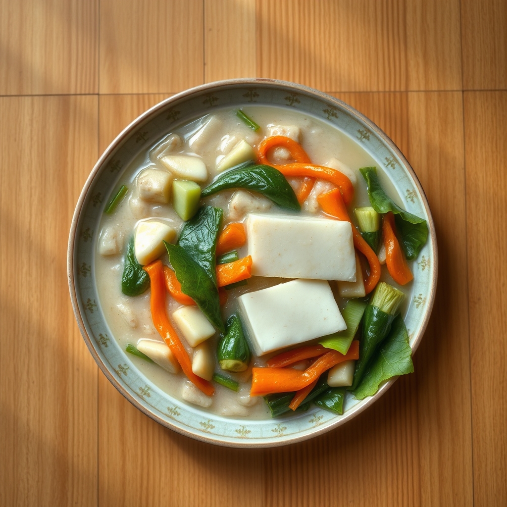 Bol de gruau aux légumes et au tofu