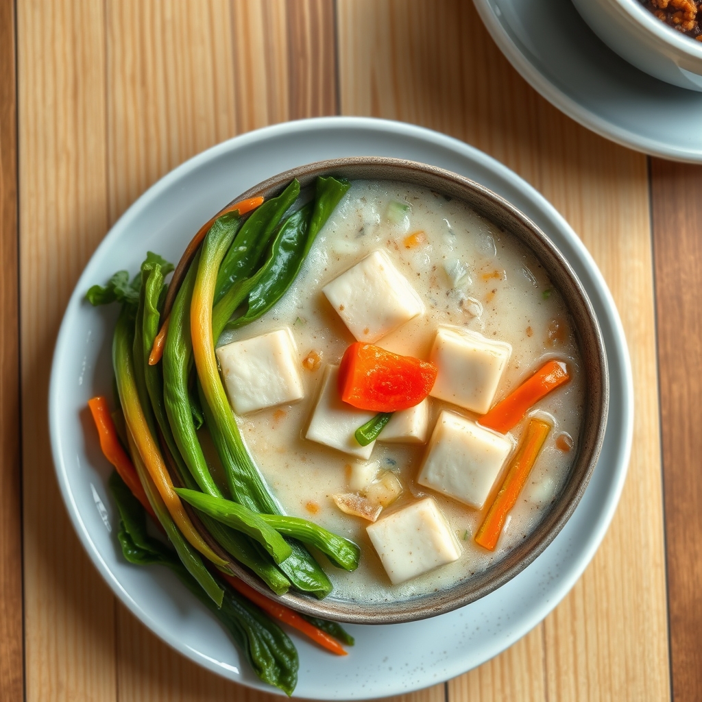 Bol de gruau aux légumes et au tofu