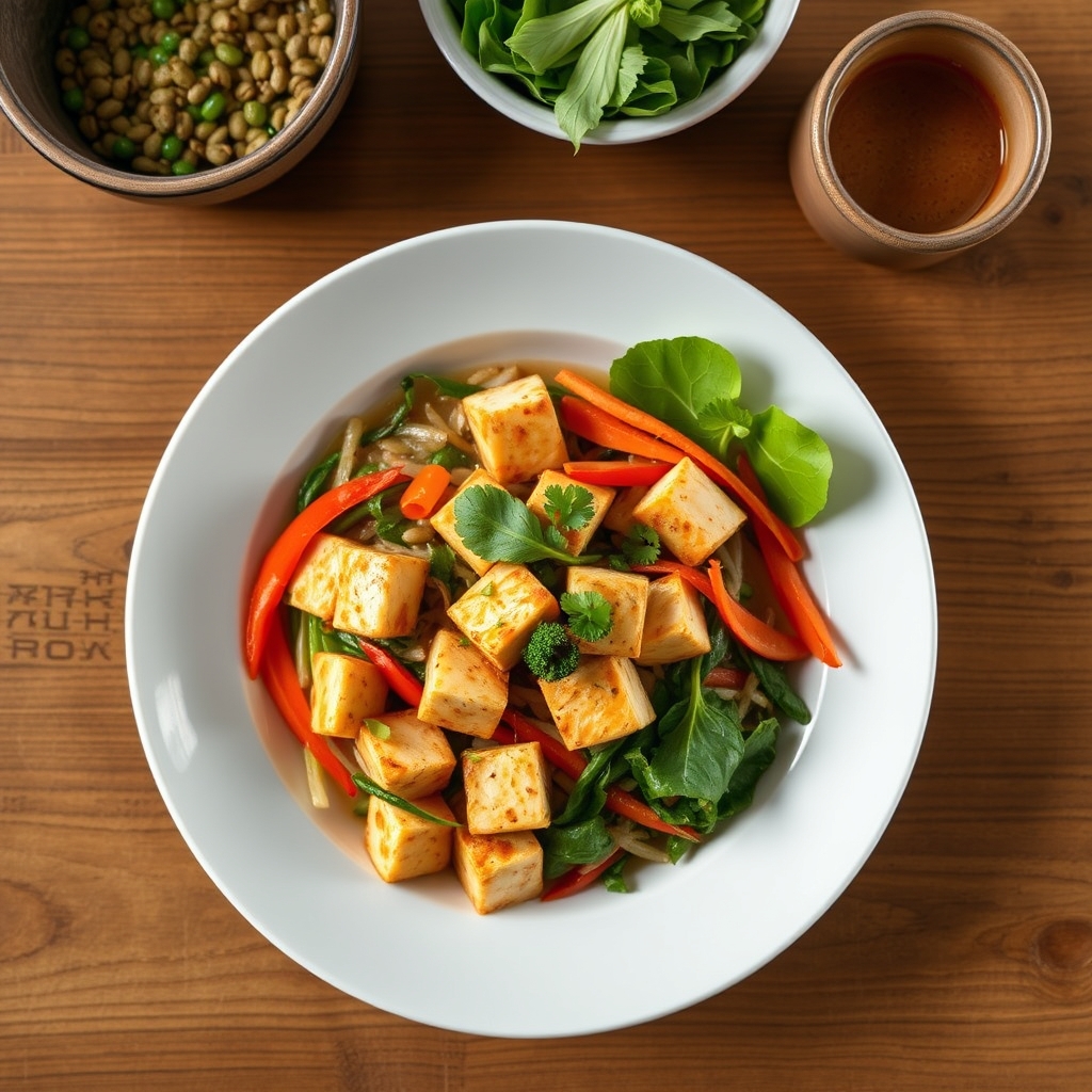 Bol De Riz Au Tofu Et Aux Légumes