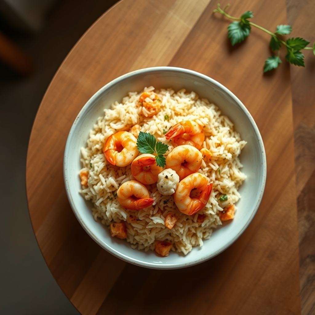 Bol de riz et de crevettes