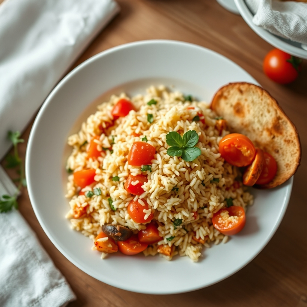 Bol de riz et de légumes méditerranéens