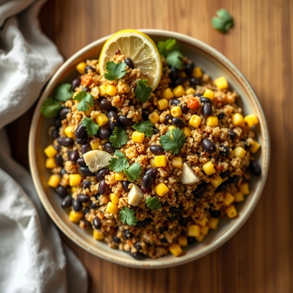 Bols de quinoa aux haricots noirs et maïs