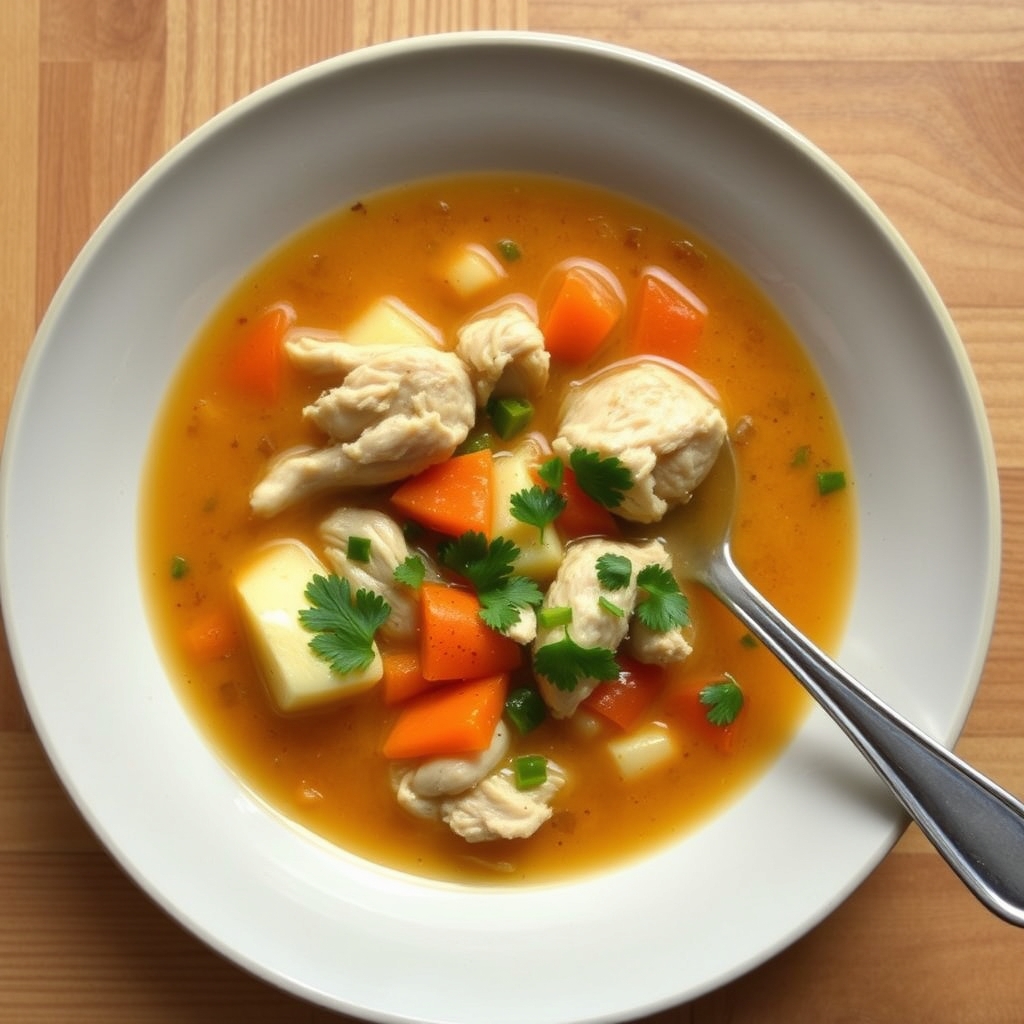 Bouillon de poulet aux légumes