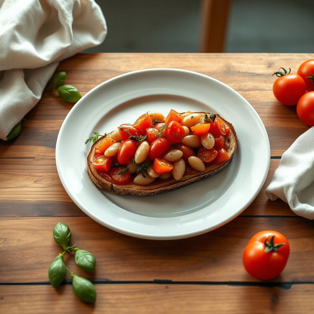 Bruschettas aux haricots et tomates