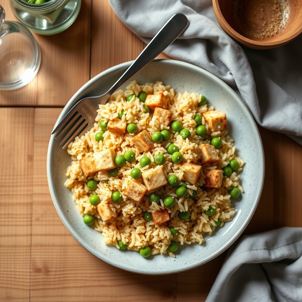 Chaufa au tofu et petits pois