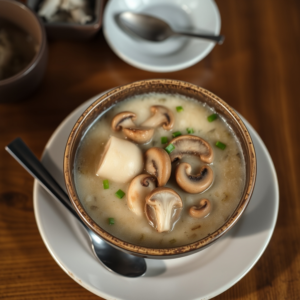 Congee aux champignons et œufs