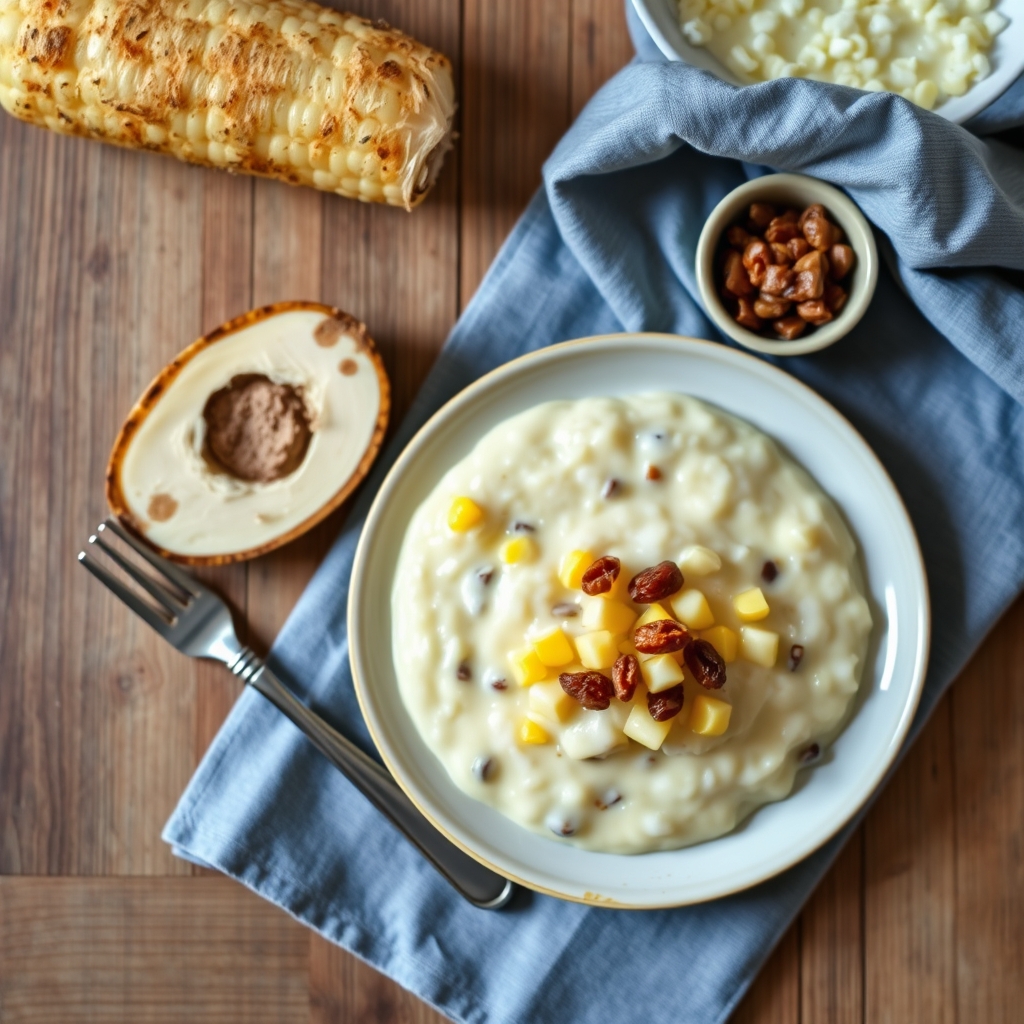 Crème de maïs coco et raisins