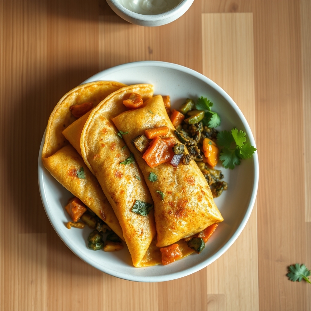 Crêpes aux épices et aux légumes