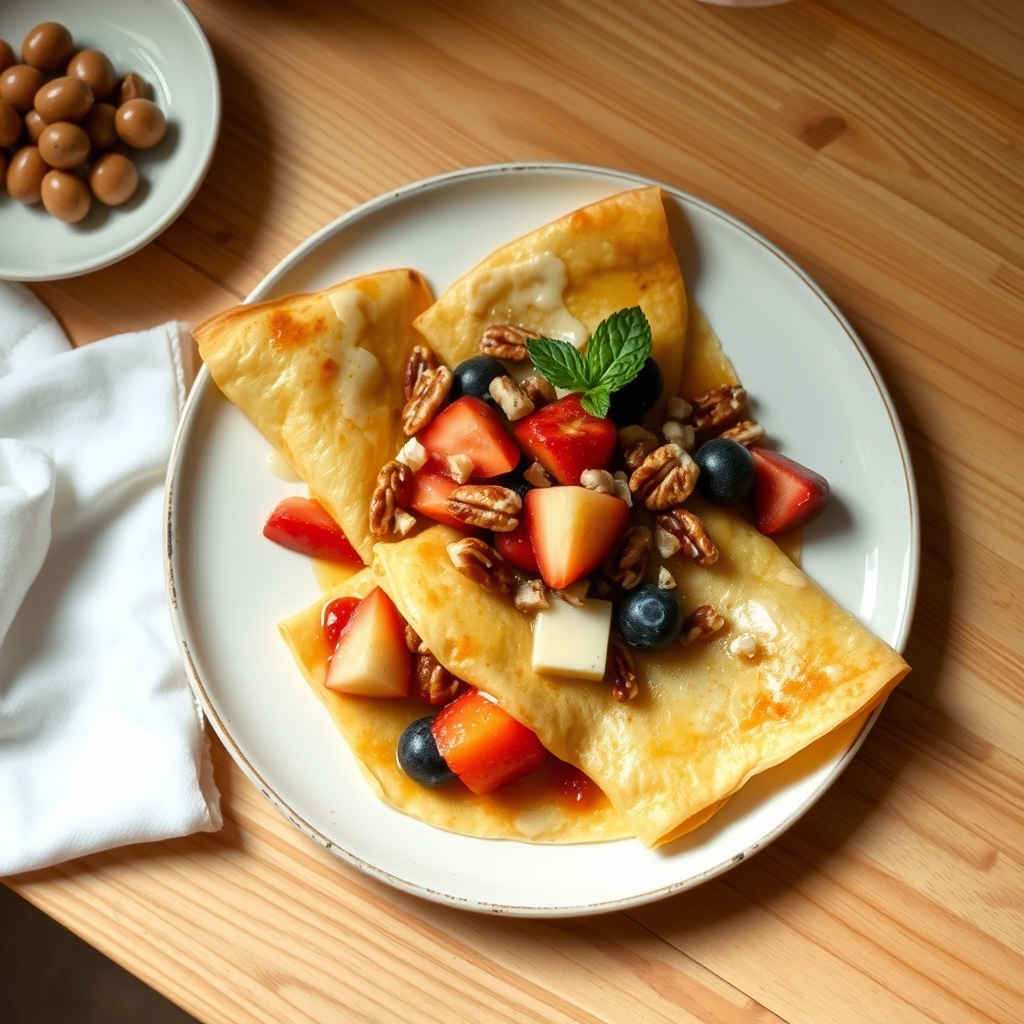 Crêpes aux fruits et noix de pécan portugais
