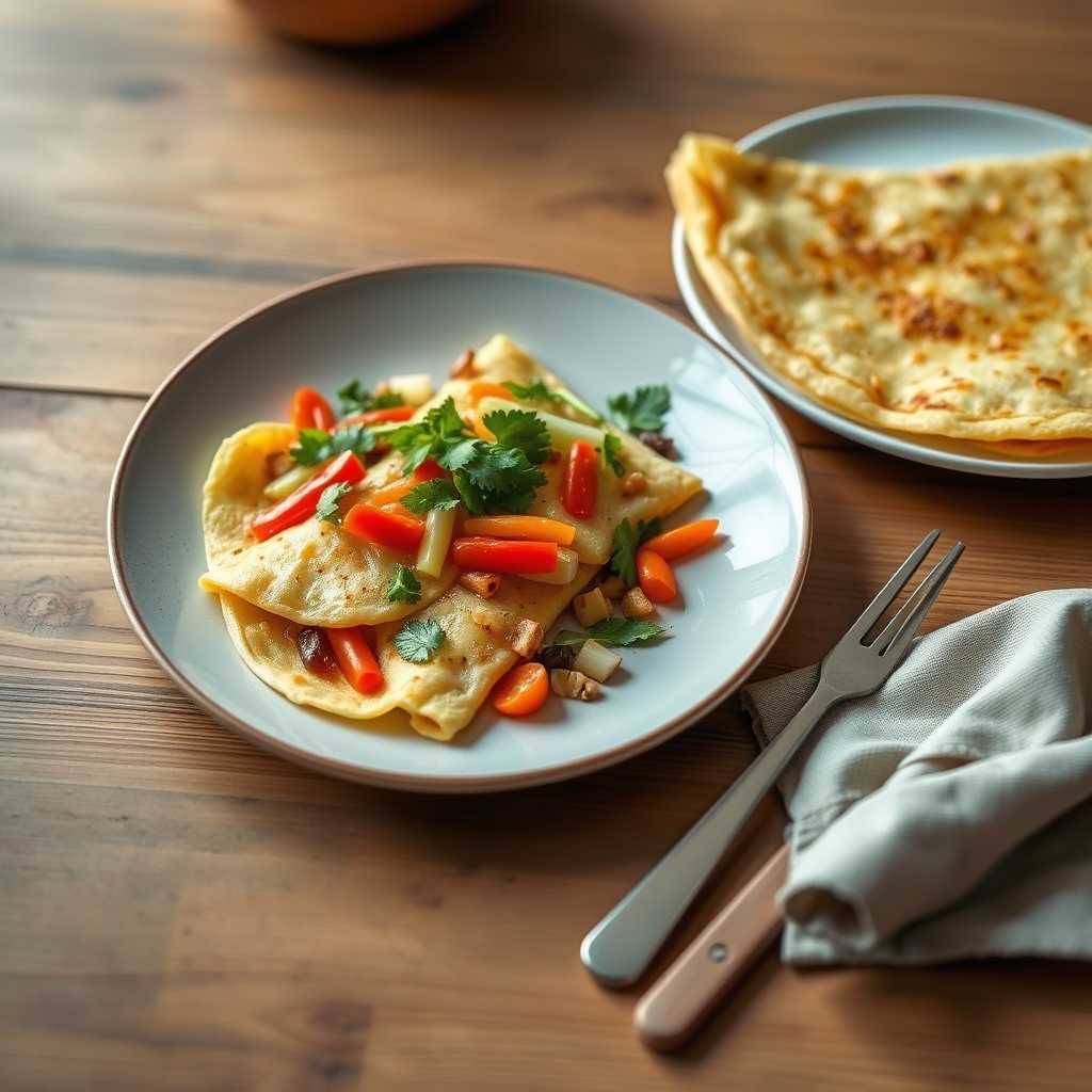 Crêpes aux légumes et aux œufs