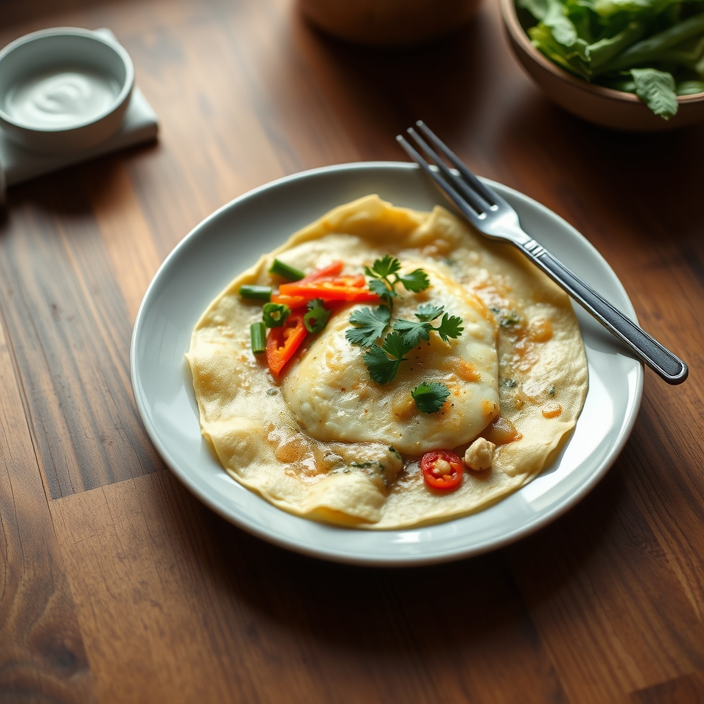 Crêpes aux légumes et aux œufs