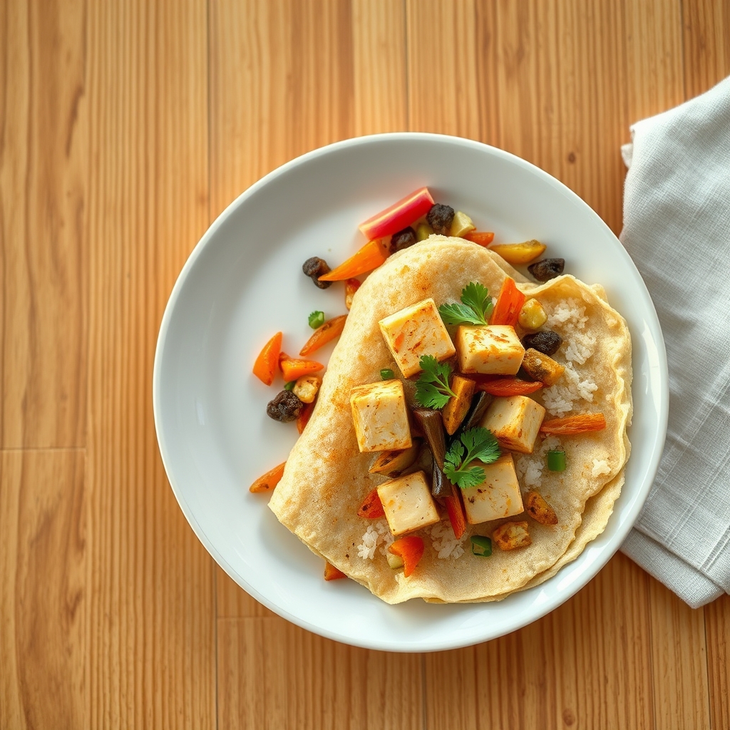 Crêpes aux légumes et tofu fumé