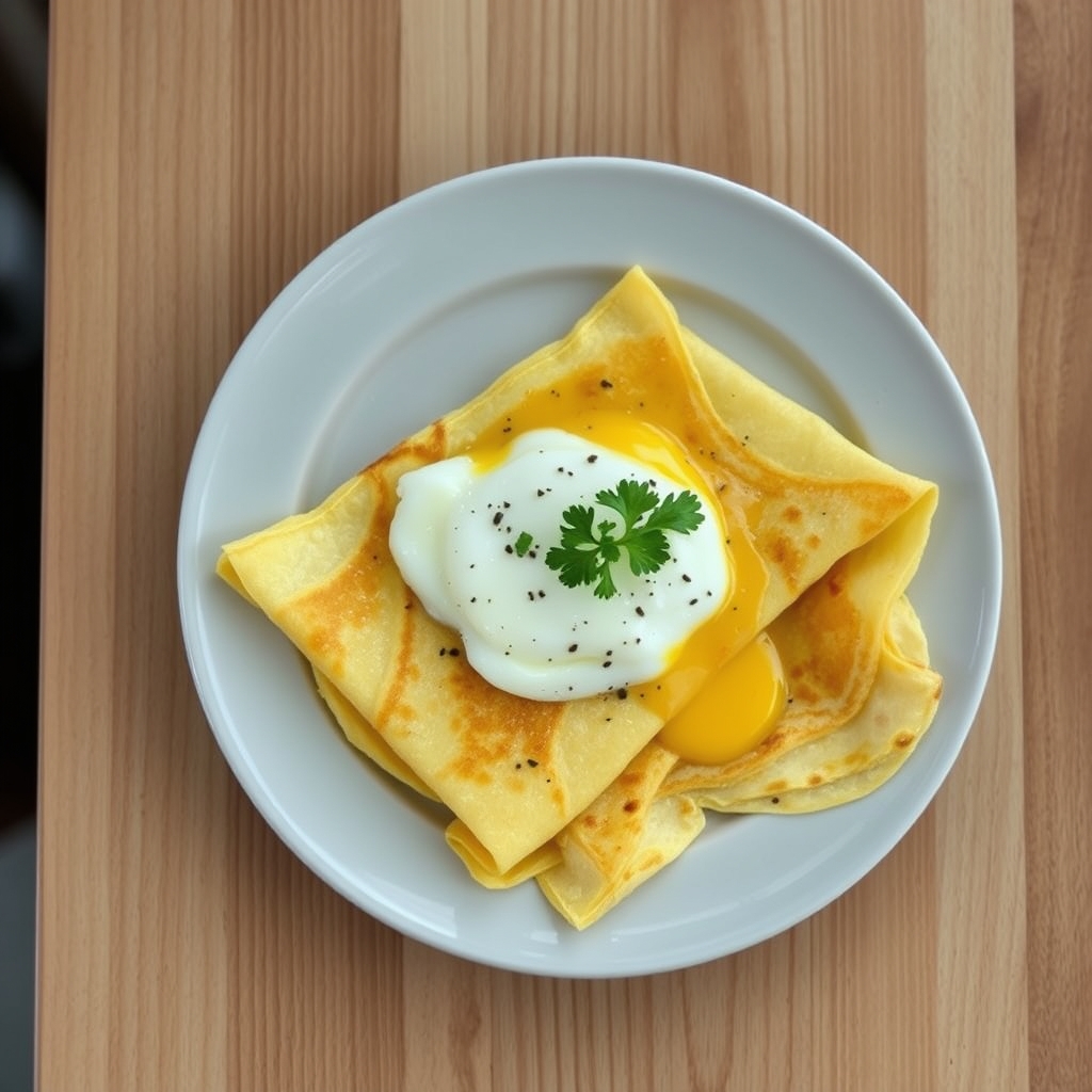 Crêpes aux oeufs et fromage