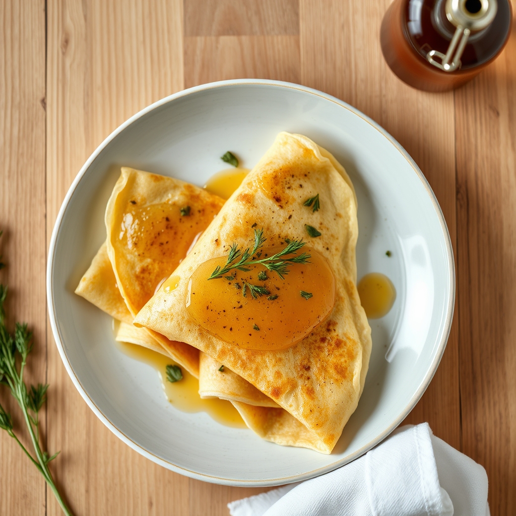 Crêpes grecques au miel et aux herbes