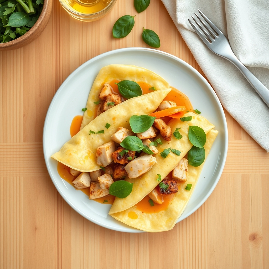 Crêpes Thaïes Au Poulet Et Au Basilic