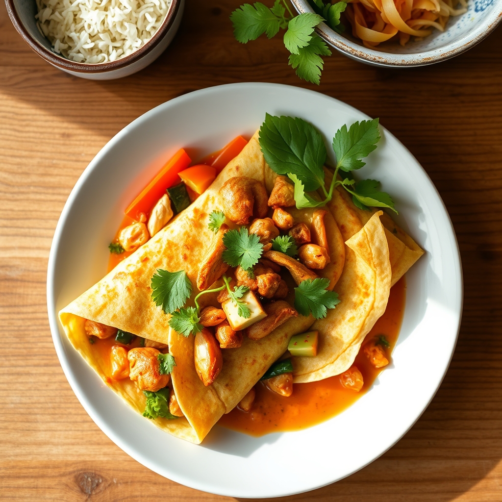 Crêpes thaïes au poulet et aux légumes