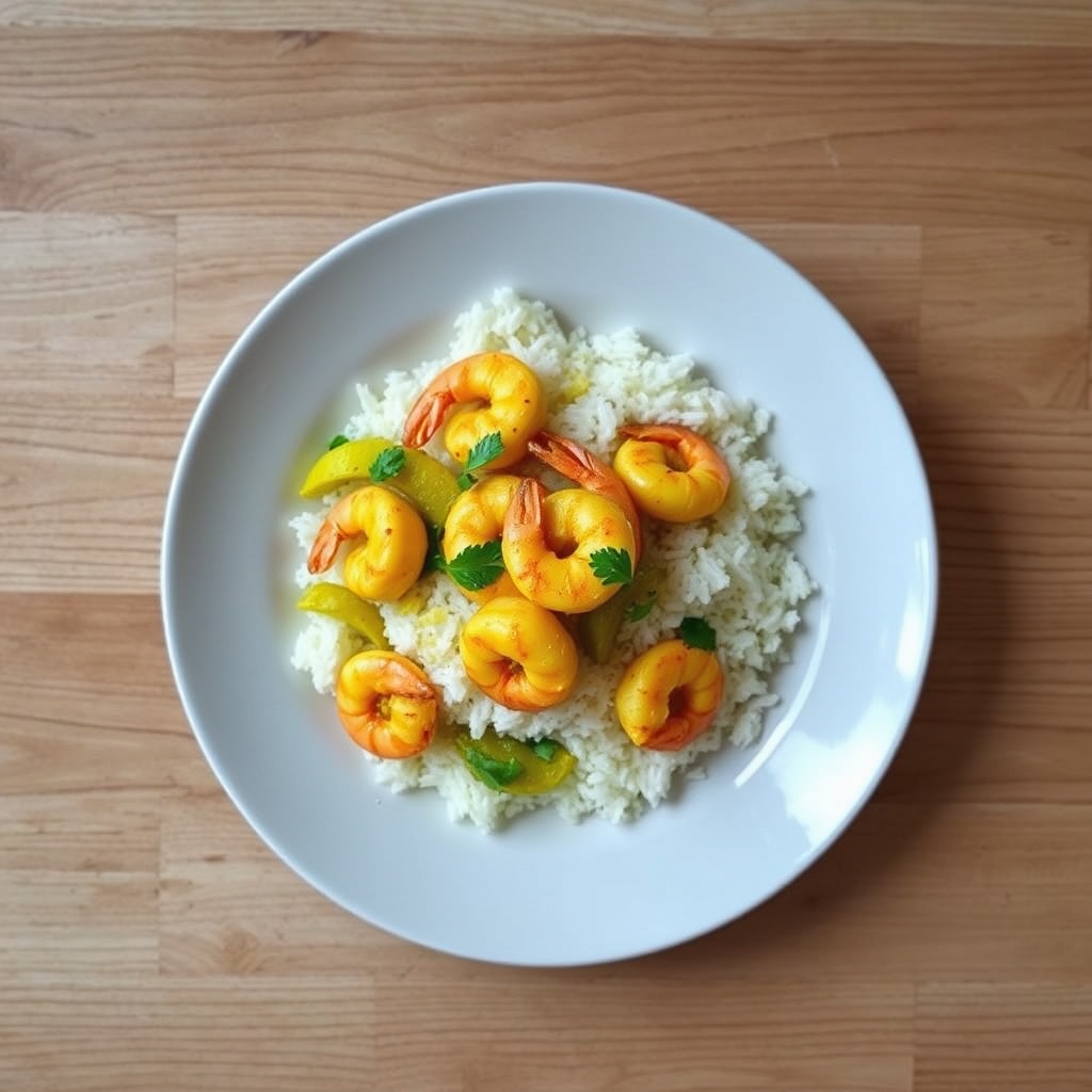 Crevettes au curry jaune