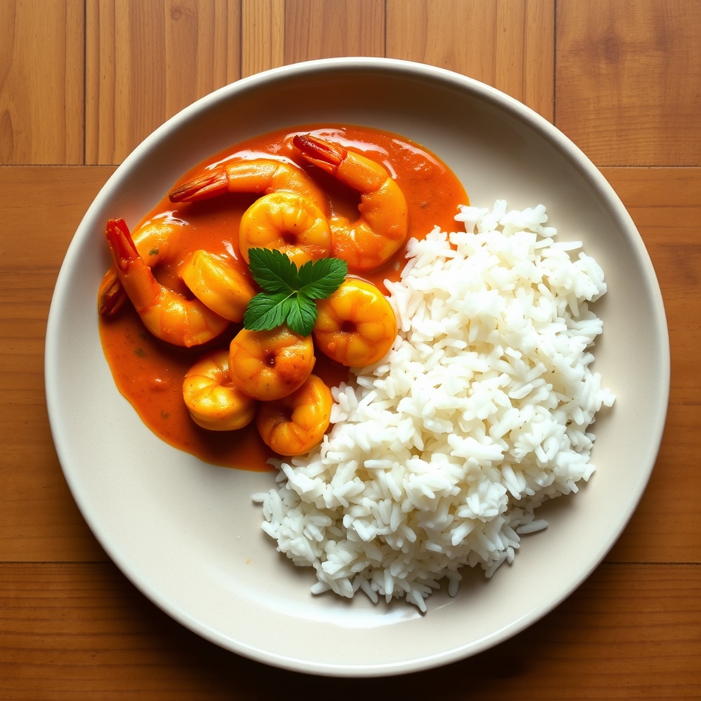 Crevettes au curry rouge