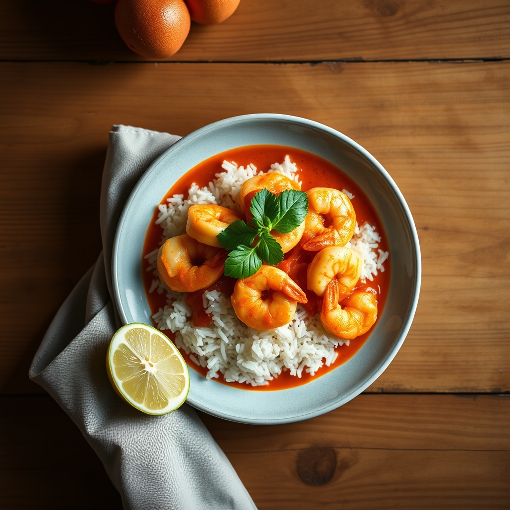 Crevettes au curry rouge thaï