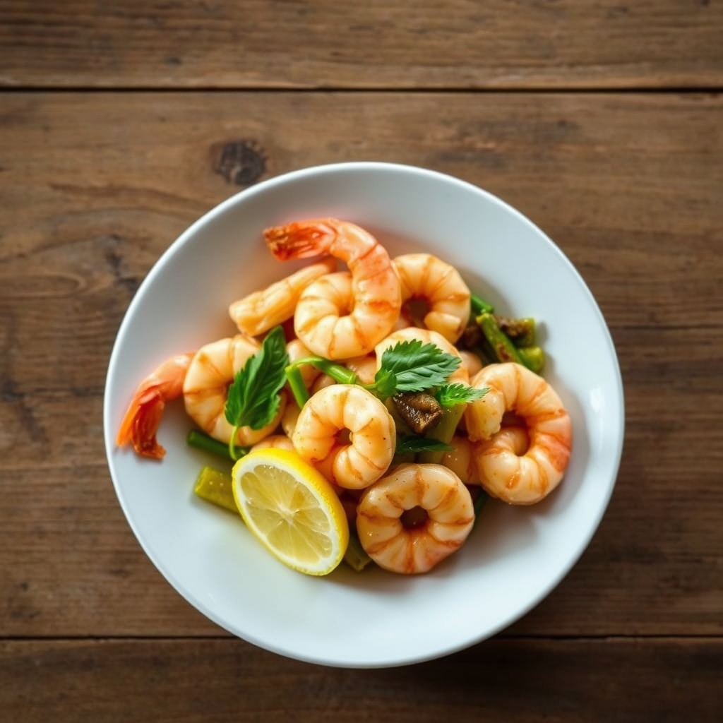 Crevettes sautées au gingembre et citron