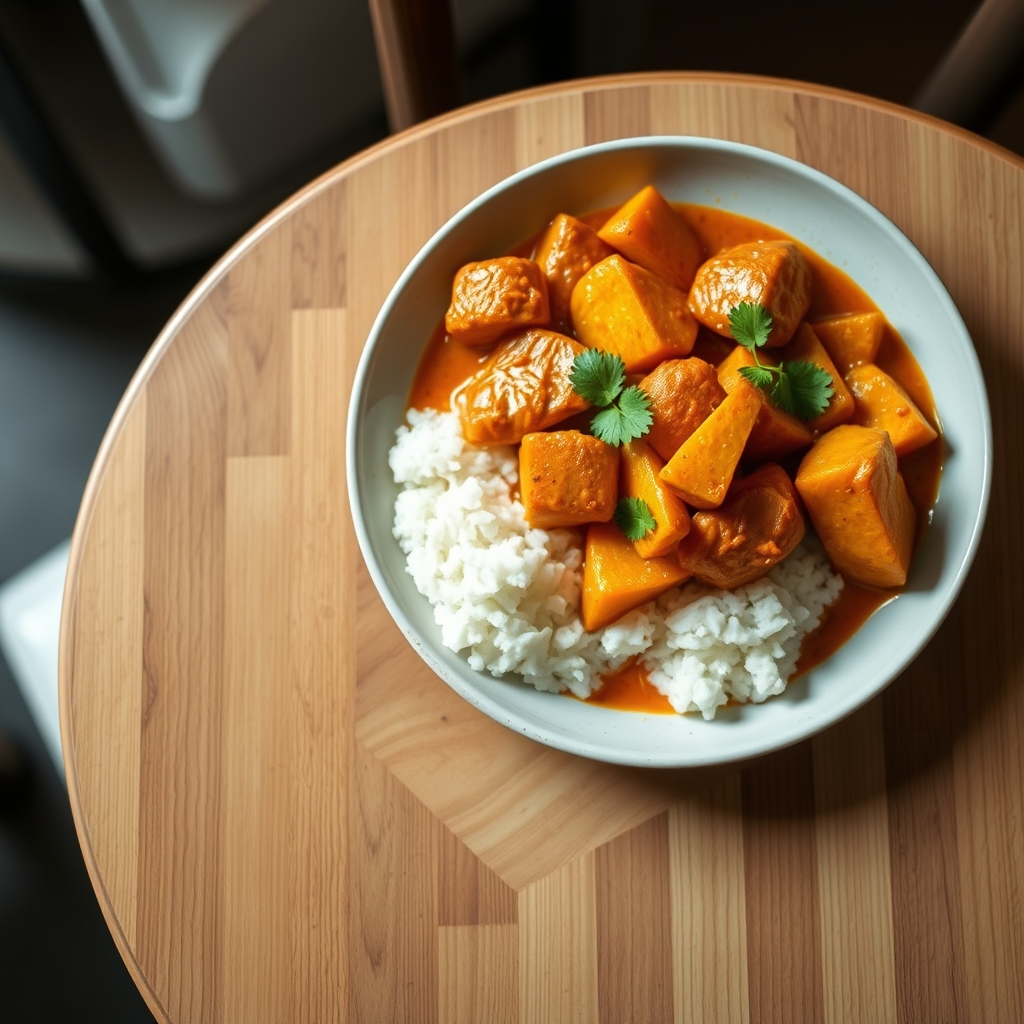 Curry de poulet au lait de coco et patates douces