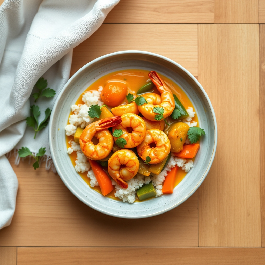 Curry rouge aux crevettes