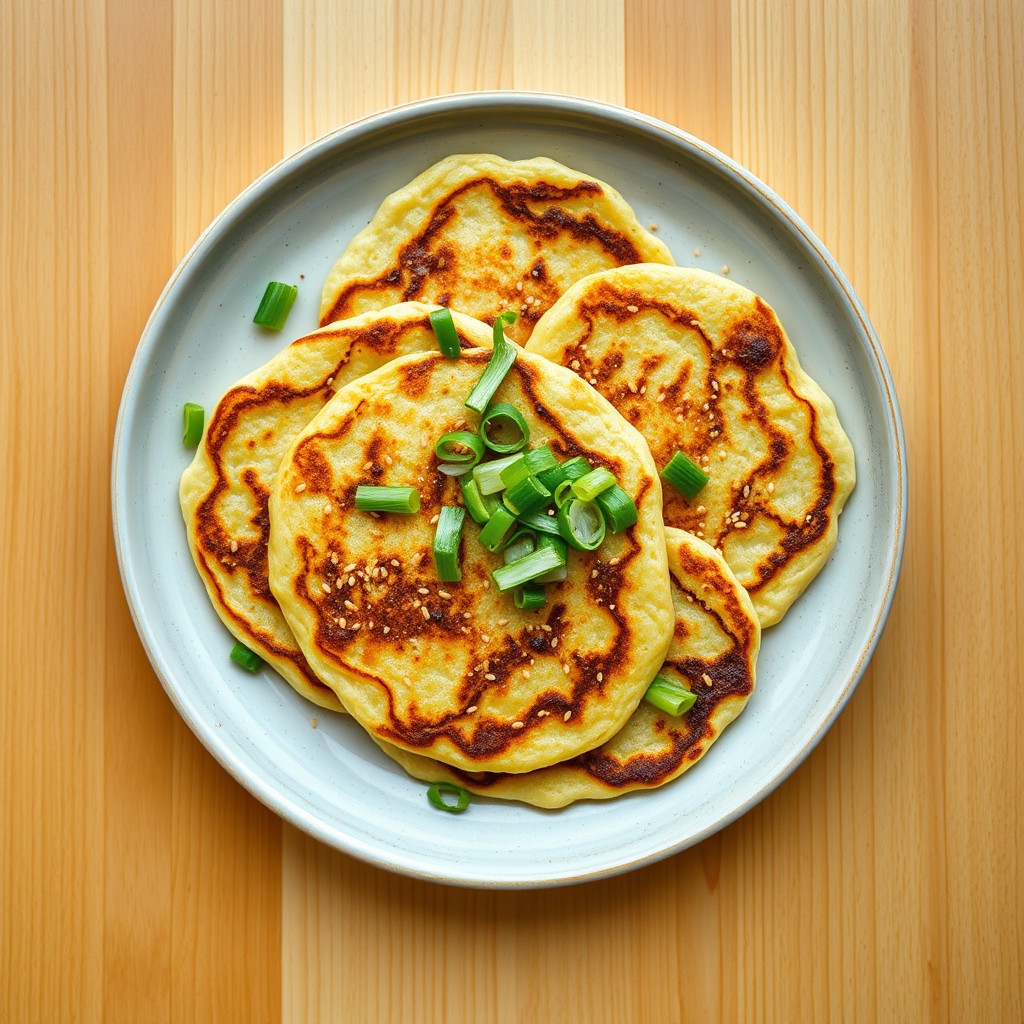 Galettes aux oignons verts et sésame