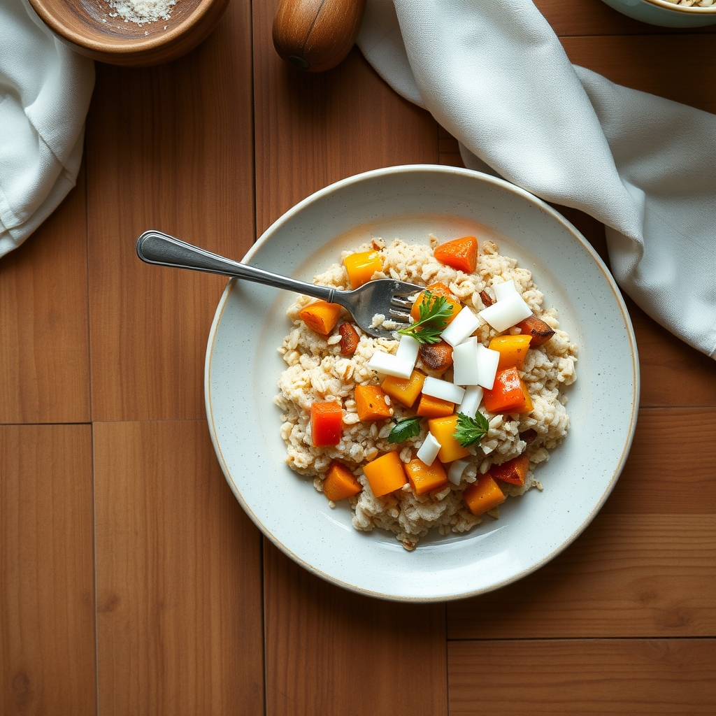 Gruau aux légumes et noix de coco