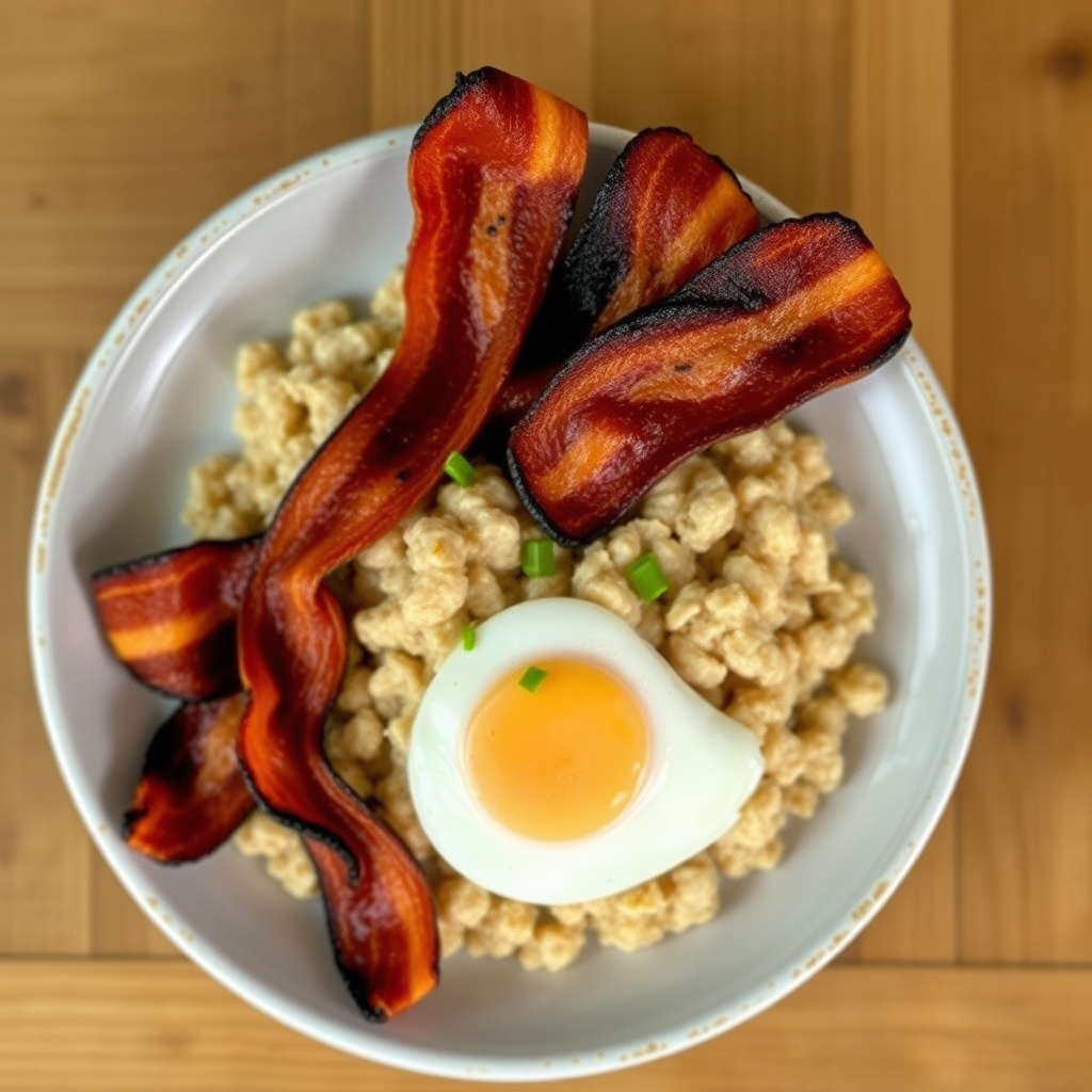 Gruau aux oeufs et bacon