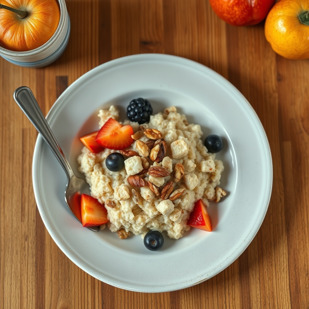 Gruau grec aux fruits et aux noix