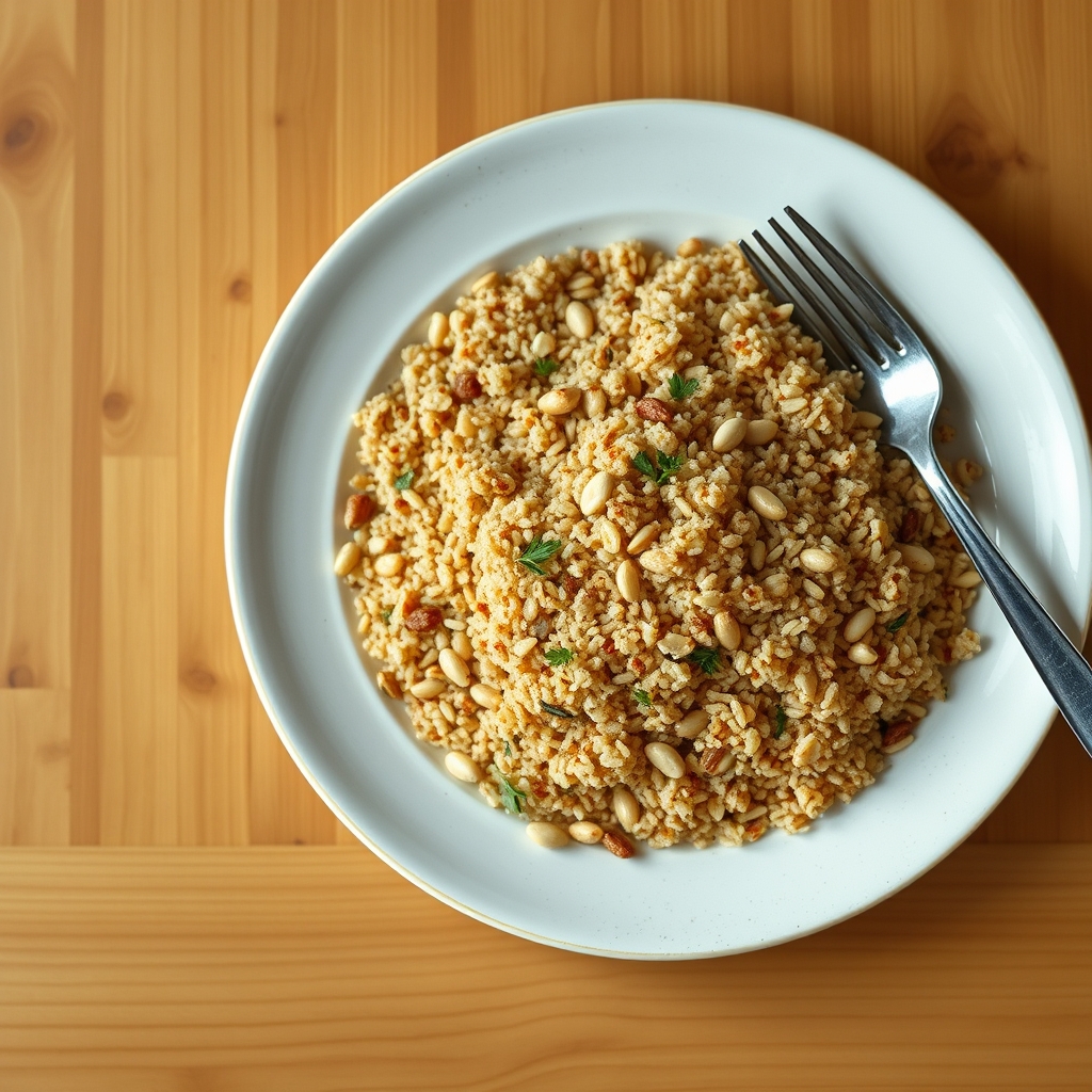 Gruau libanais aux épices et noix de pin