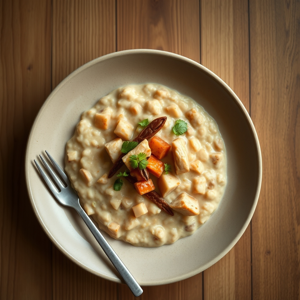 Gruau thaï au poulet et aux épices