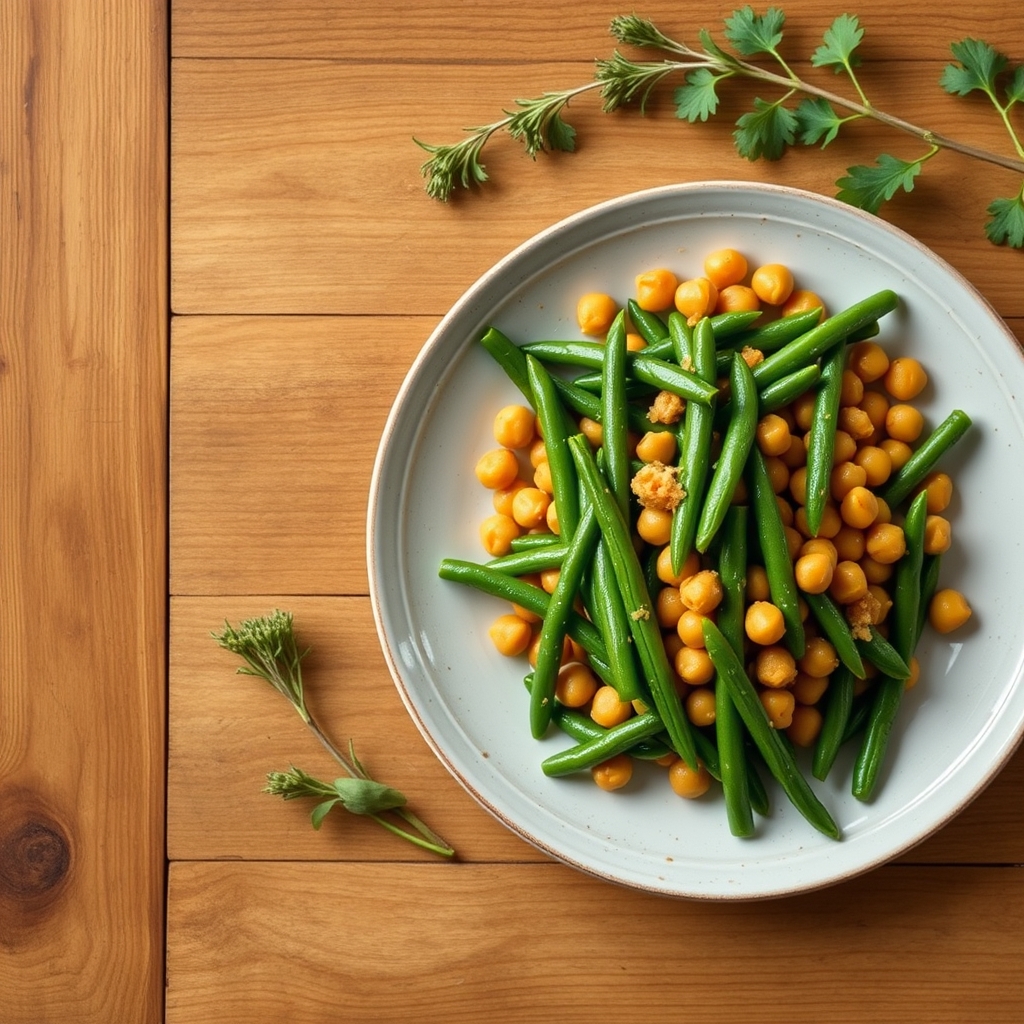 Haricots verts aux pois chiches