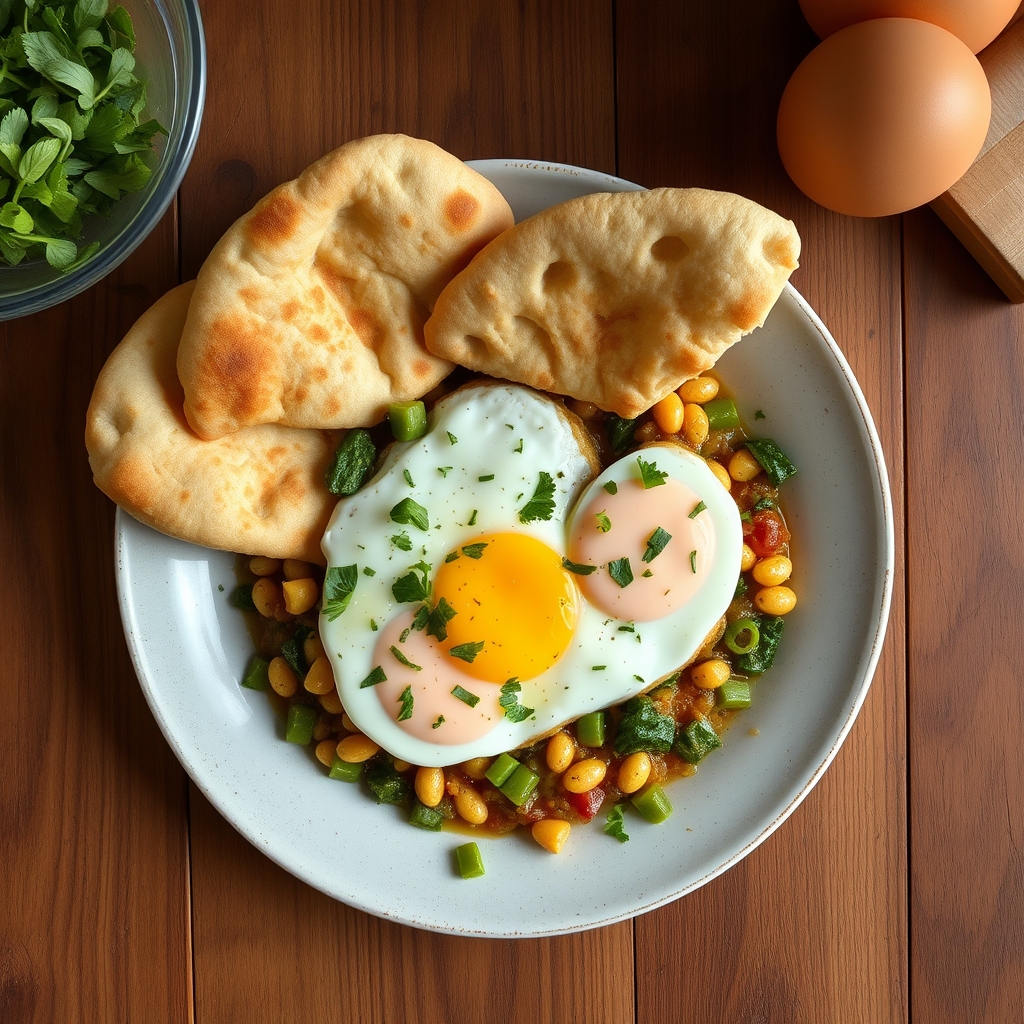 Labné aux œufs et pitas