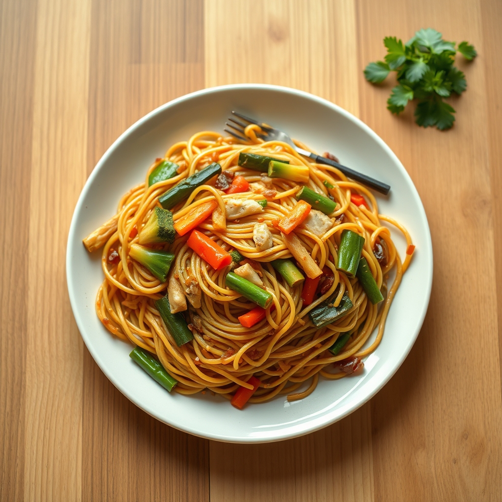 Nouilles lo mein aux légumes