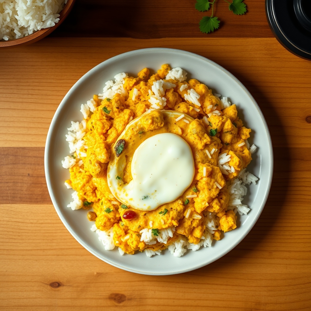 Oeufs au curry et riz basmati