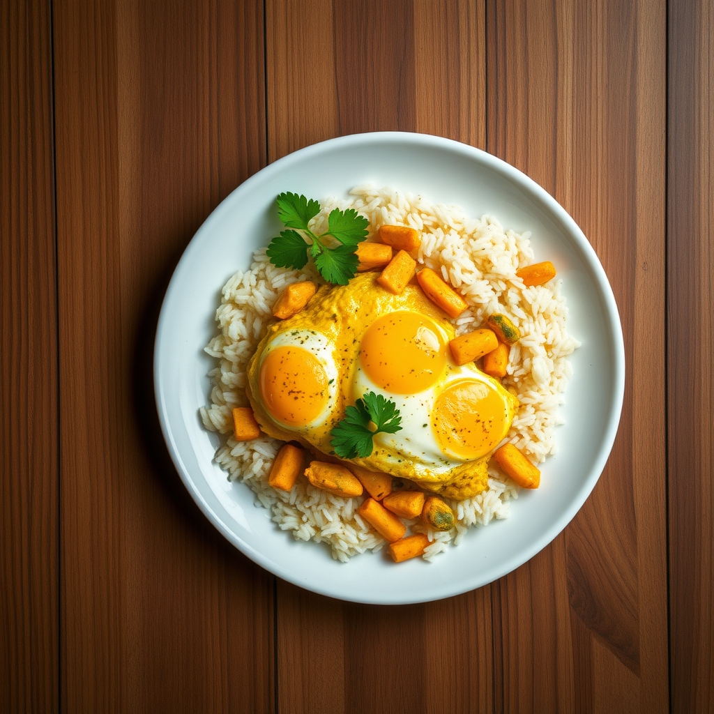 Oeufs au curry et riz basmati