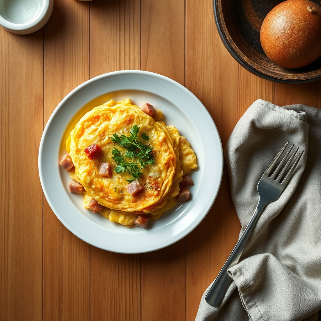Omelette au jambon et cheddar