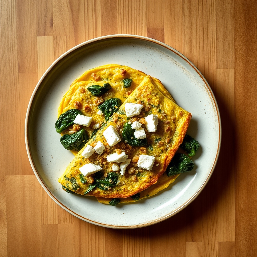 Omelette au quinoa et epinards