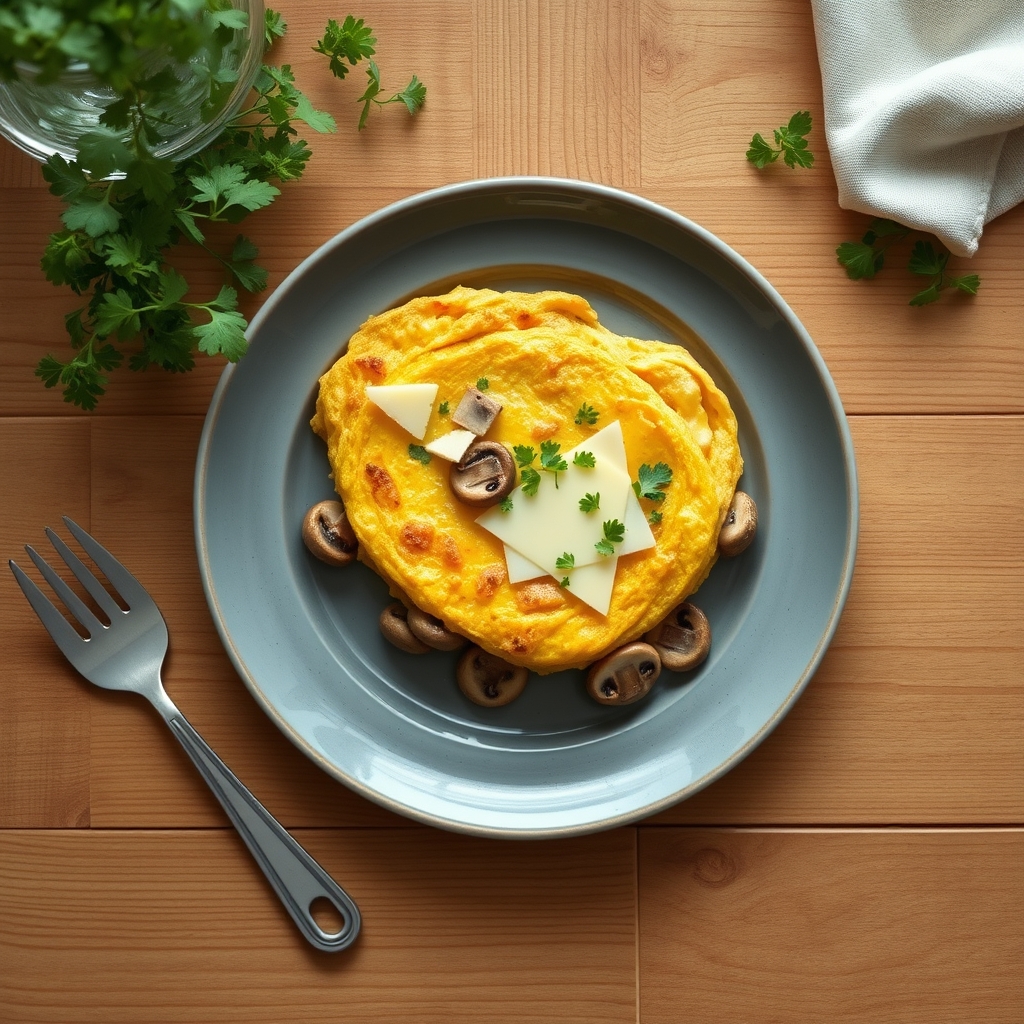 Omelette aux champignons et fromage suisse