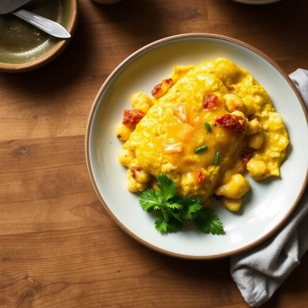 Omelette paysanne aux pommes de terre et fromage cheddar